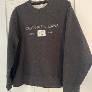 Early 2000s Y2K Calvin Klein Jeans CK Charcoal Gray Crewneck Sweatshirt medium
